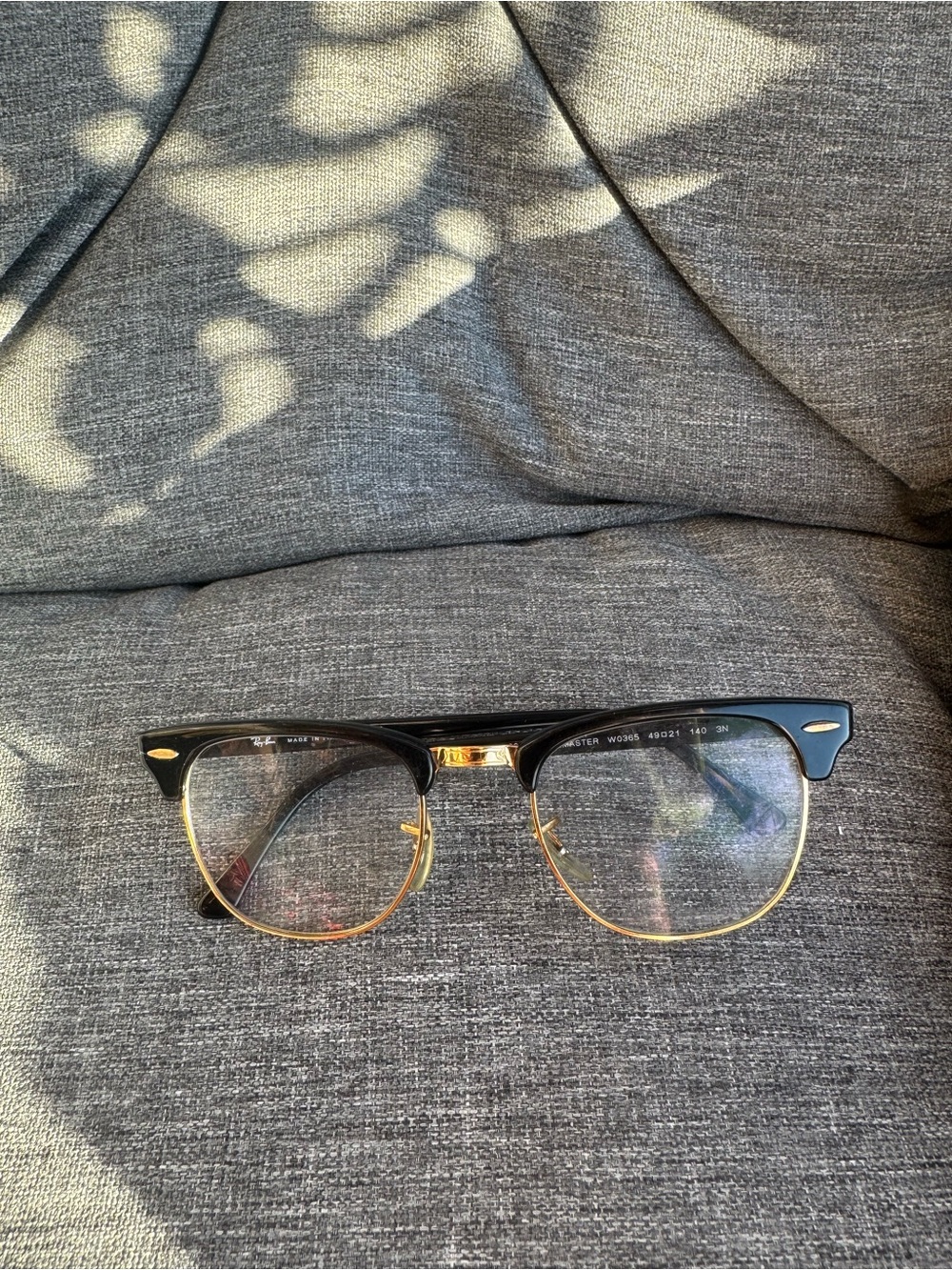 Women's Black & Gold Clubmaster no prescription glasses